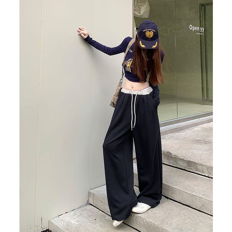 配色ウエスト ワイドイージーパンツ ボトムス | kirakiraShop  | 詳細画像22 