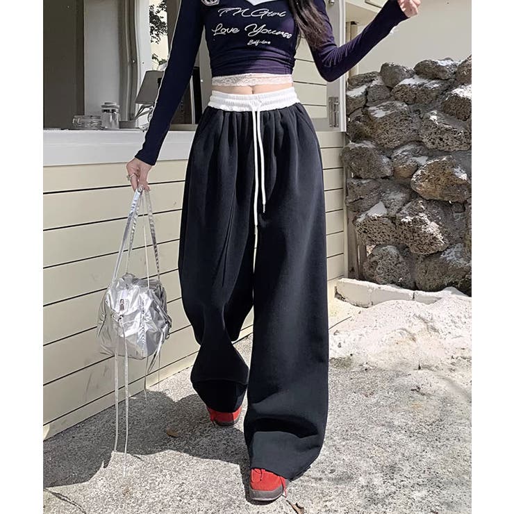 配色ウエスト ワイドイージーパンツ ボトムス | kirakiraShop  | 詳細画像25 