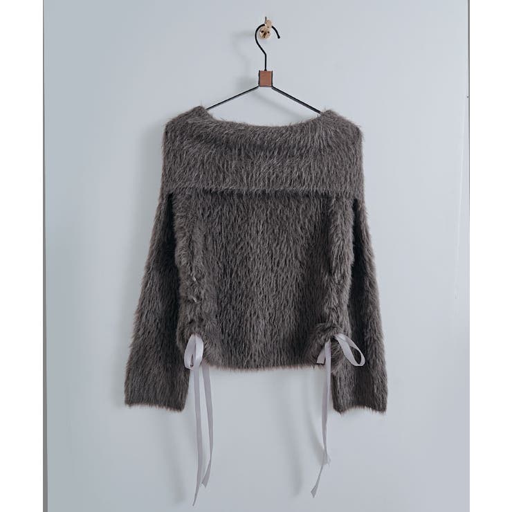 シャギーオフショルダーリボンニットトップス トップス ニット | kirakiraShop  | 詳細画像37 