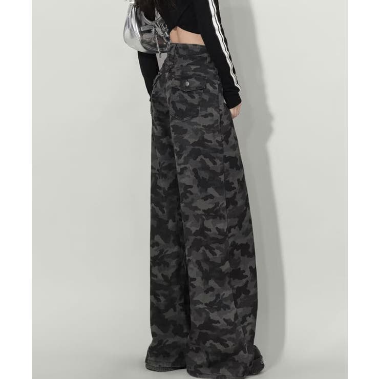 カモフラ柄ワイドストレートパンツ パンツ ワイドパンツ | kirakiraShop  | 詳細画像4 