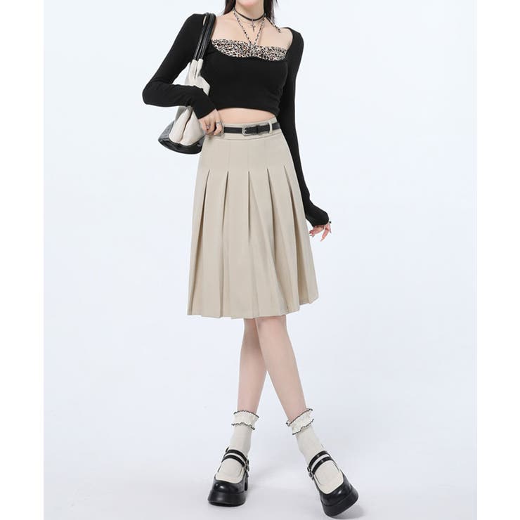 ベルト付きプリーツフレアミディスカート スカート プリーツスカート | kirakiraShop  | 詳細画像11 