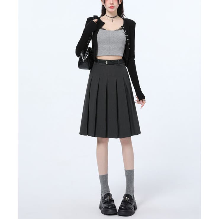 ベルト付きプリーツフレアミディスカート スカート プリーツスカート | kirakiraShop  | 詳細画像17 