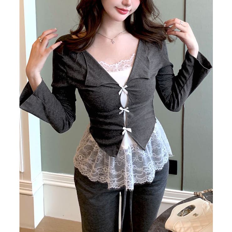 レイヤード風フレアスリーブカットソー トップス カットソー | kirakiraShop  | 詳細画像21 