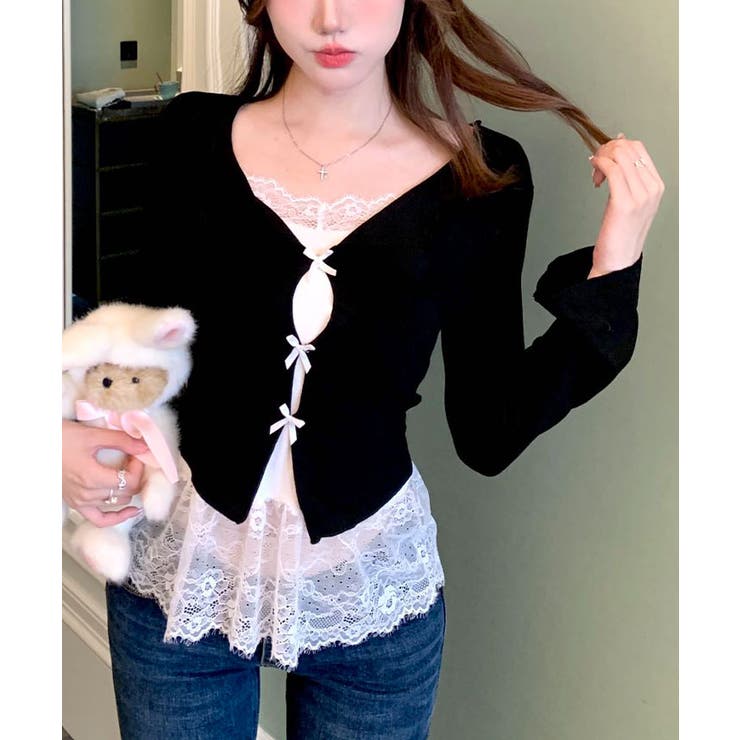 レイヤード風フレアスリーブカットソー トップス カットソー | kirakiraShop  | 詳細画像7 