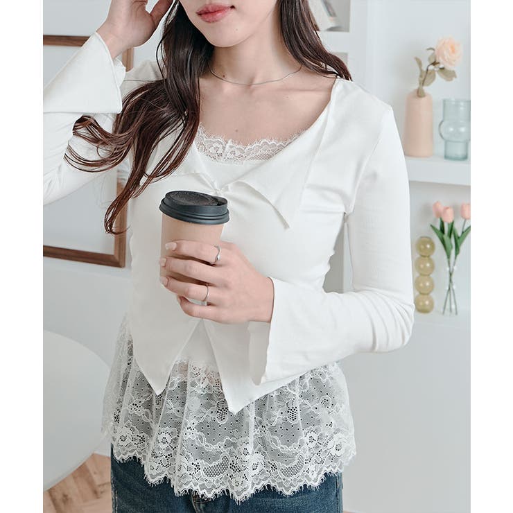 レイヤード風フレアスリーブカットソー トップス カットソー | kirakiraShop  | 詳細画像8 