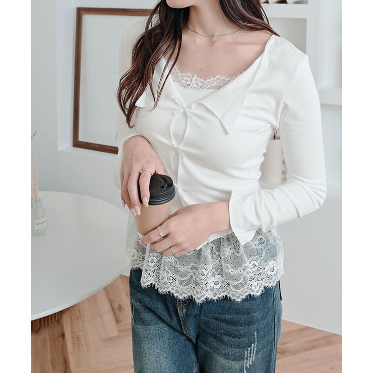 レイヤード風フレアスリーブカットソー トップス カットソー | kirakiraShop  | 詳細画像10 