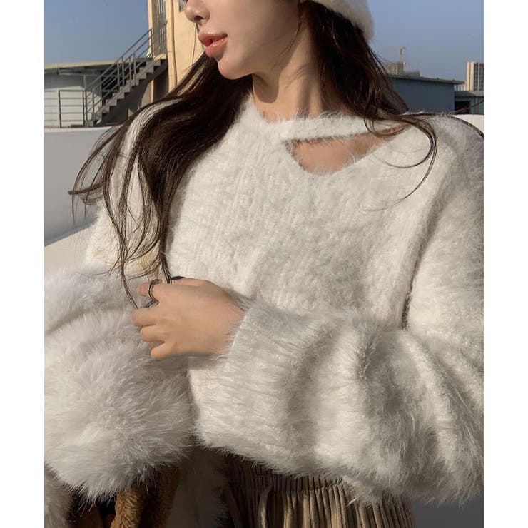 シャギーVネッククロップドニットトップス トップス ニット | kirakiraShop  | 詳細画像11 