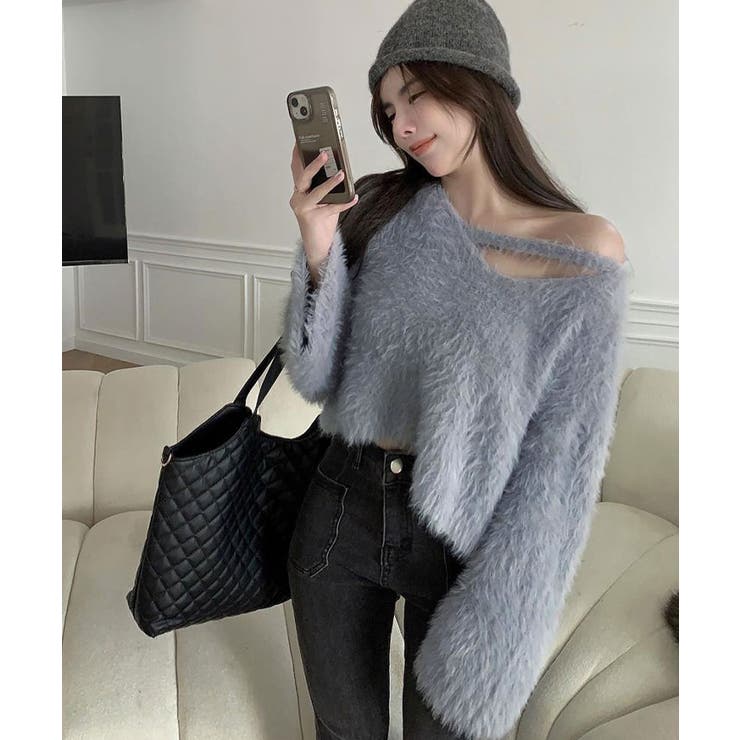 シャギーVネッククロップドニットトップス トップス ニット | kirakiraShop  | 詳細画像18 