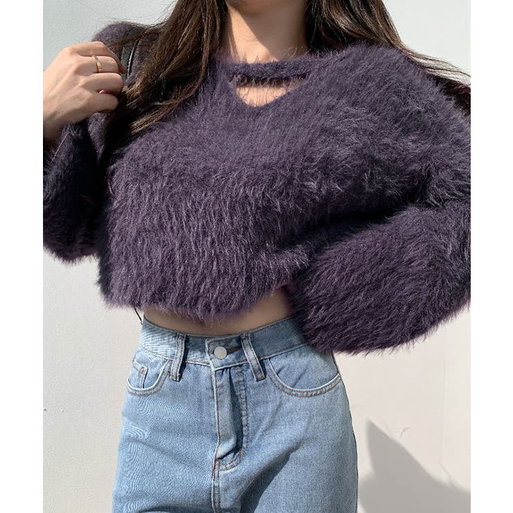 シャギーVネッククロップドニットトップス トップス ニット | kirakiraShop  | 詳細画像25 