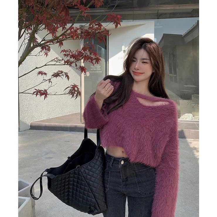 シャギーVネッククロップドニットトップス トップス ニット | kirakiraShop  | 詳細画像26 