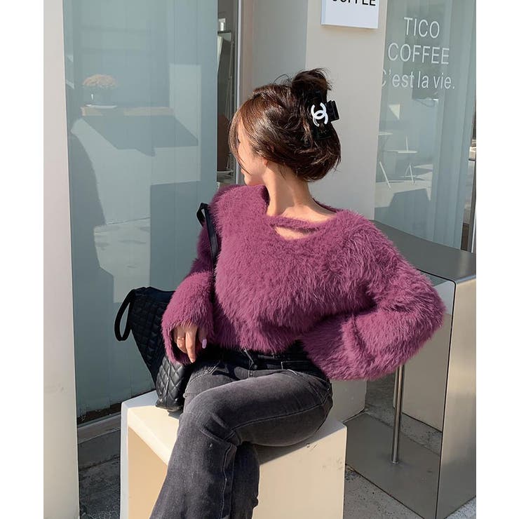 シャギーVネッククロップドニットトップス トップス ニット | kirakiraShop  | 詳細画像28 