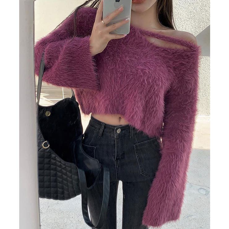 シャギーVネッククロップドニットトップス トップス ニット | kirakiraShop  | 詳細画像29 