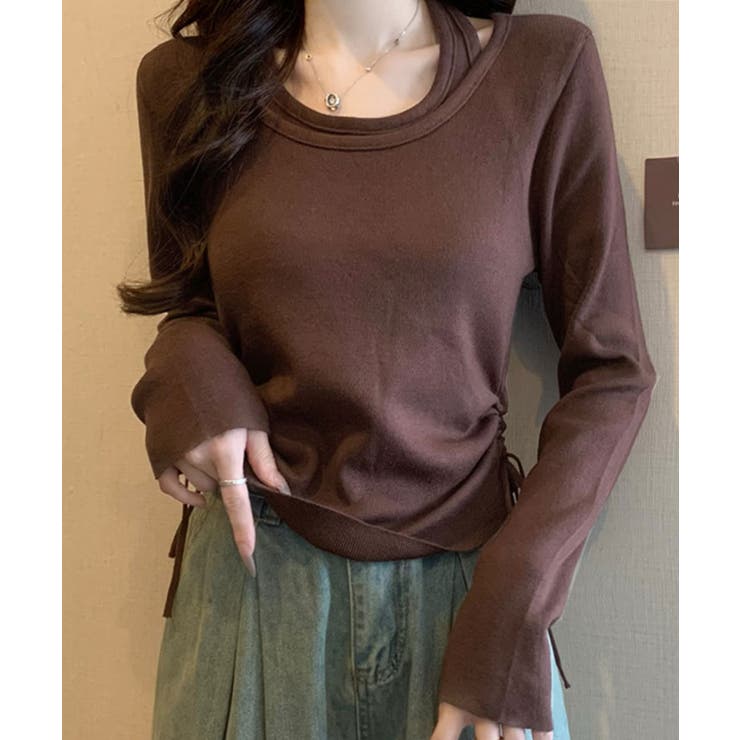 レイヤードサイドドローニットトップス トップス ニット | kirakiraShop  | 詳細画像40 