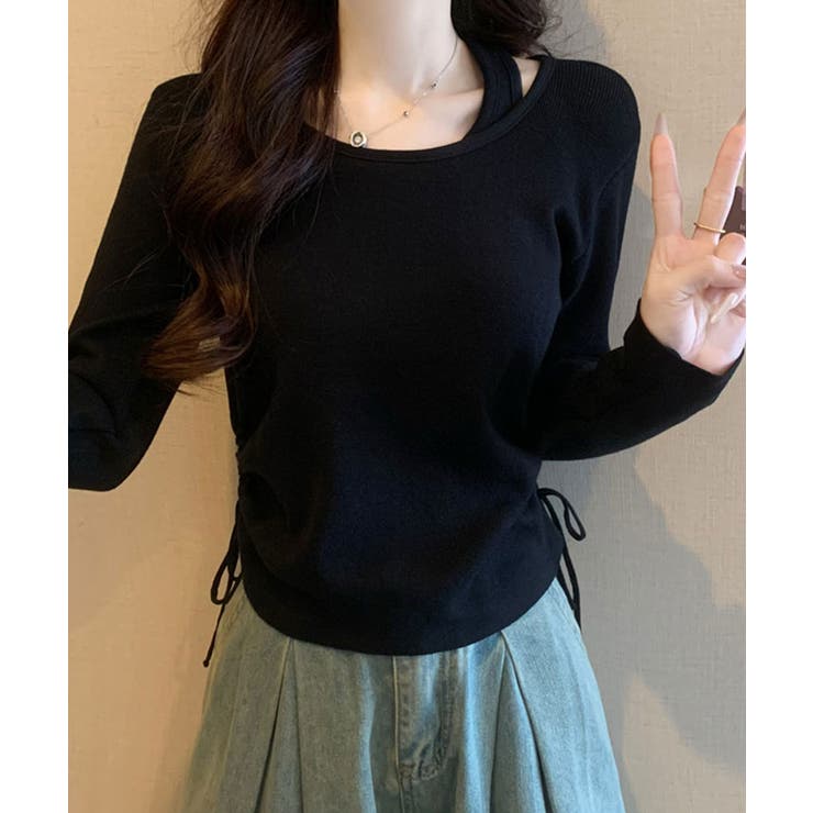 レイヤードサイドドローニットトップス トップス ニット | kirakiraShop  | 詳細画像5 