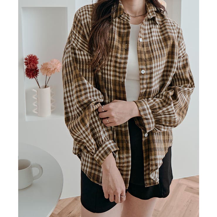 チェック柄ベーシックシャツ トップス シャツ | kirakiraShop  | 詳細画像4 