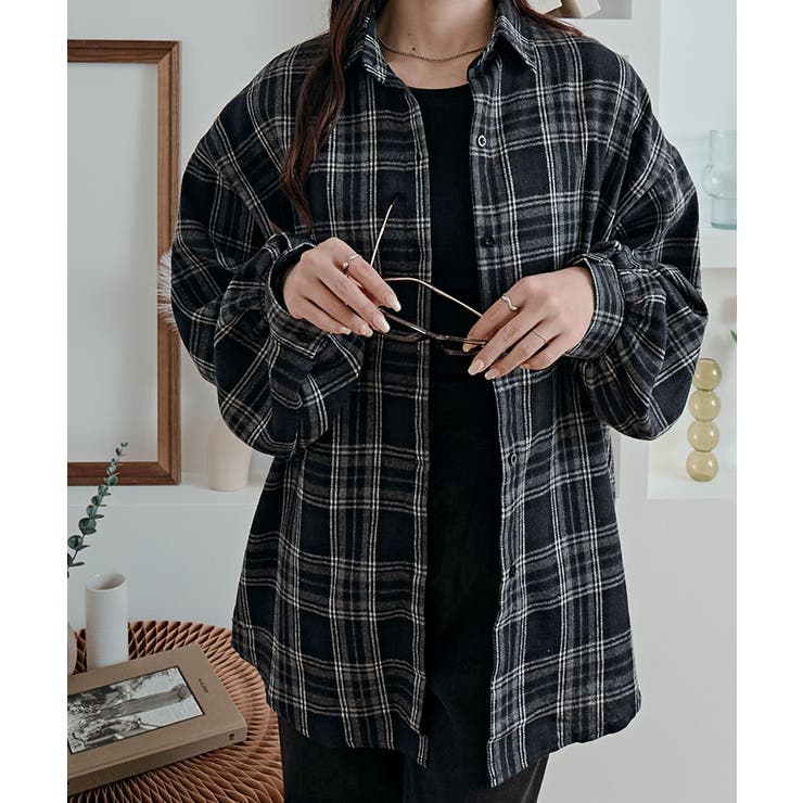 チェック柄ルーズフィットシャツ シャツ チェック柄 | kirakiraShop  | 詳細画像3 