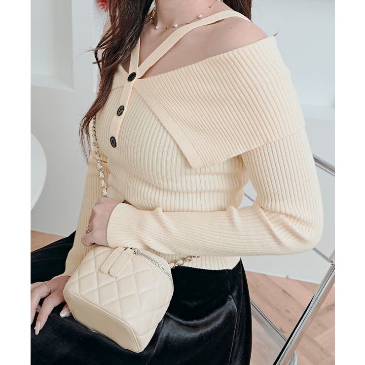 オフショルレイヤードリブニットトップス トップス ニット | kirakiraShop  | 詳細画像20 