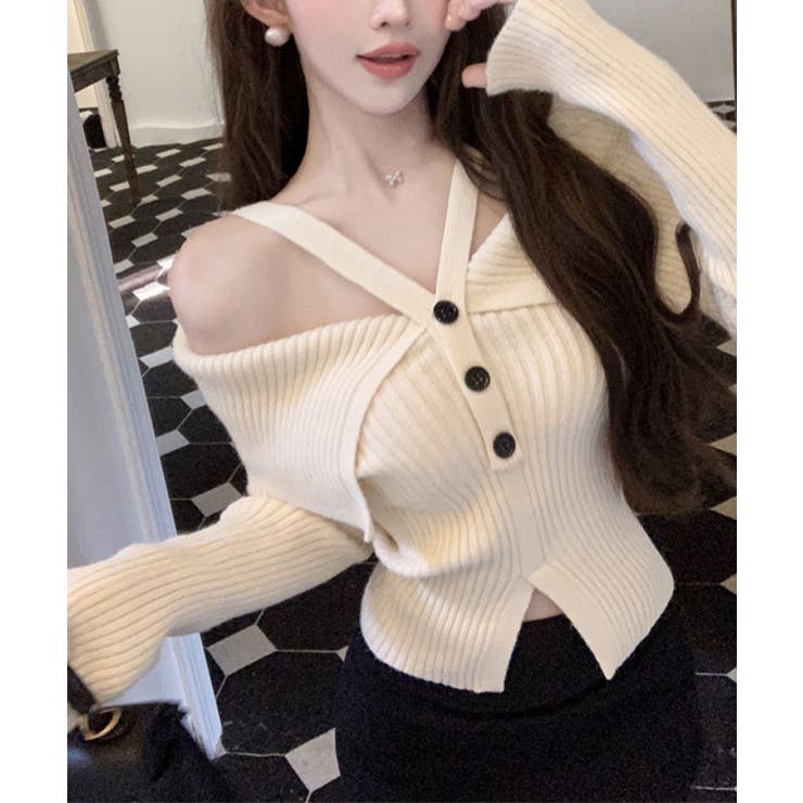 オフショルレイヤードリブニットトップス トップス ニット | kirakiraShop  | 詳細画像23 