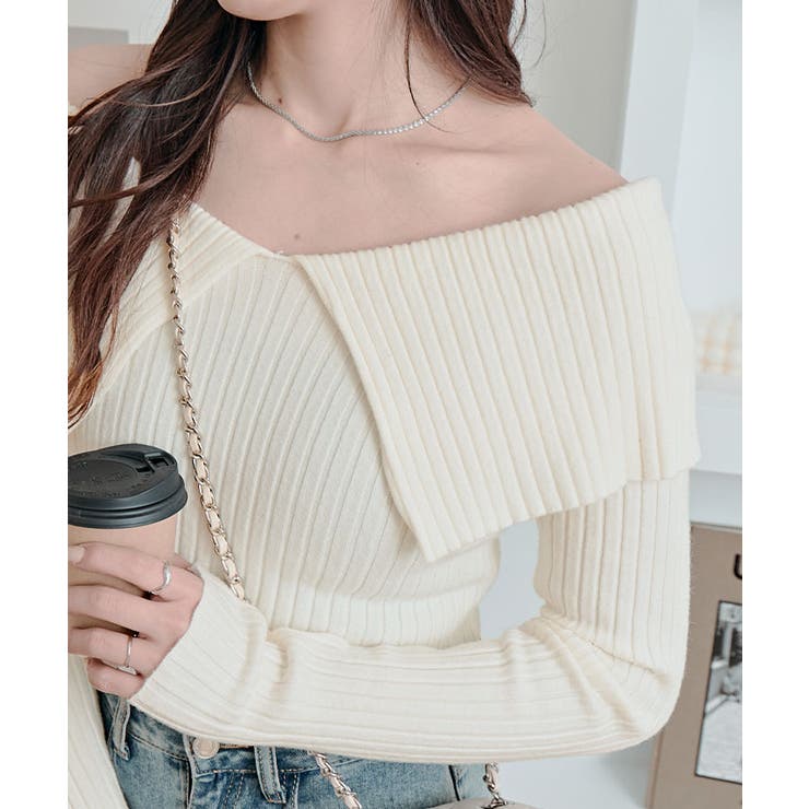 ビッグカラーリブニットトップス トップス ニット | kirakiraShop  | 詳細画像13 