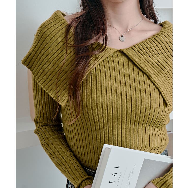 ビッグカラーリブニットトップス トップス ニット | kirakiraShop  | 詳細画像43 