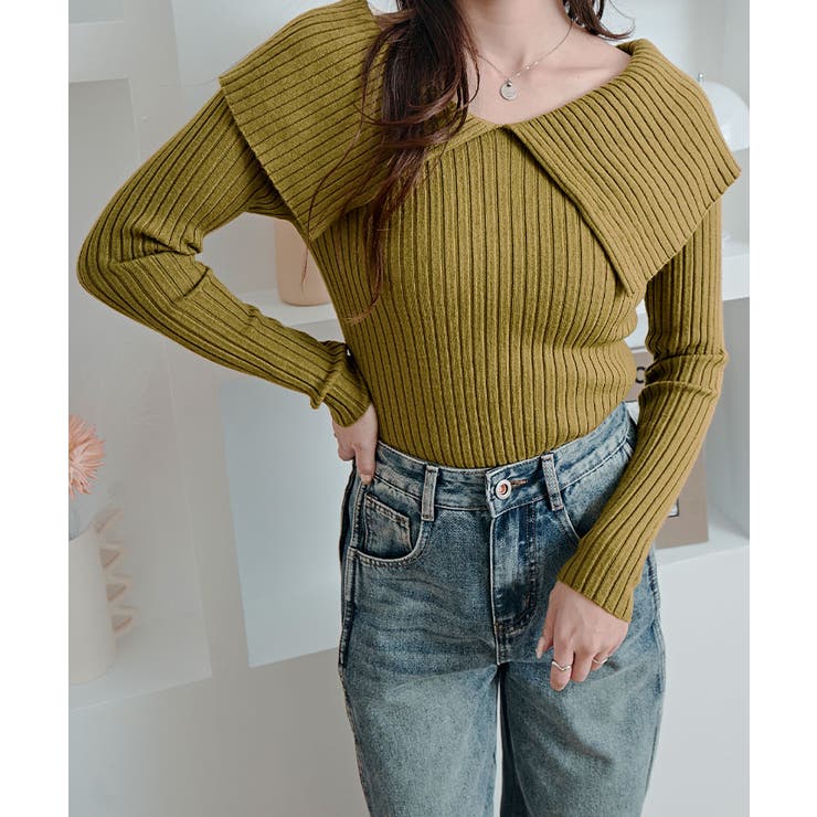 ビッグカラーリブニットトップス トップス ニット | kirakiraShop  | 詳細画像46 