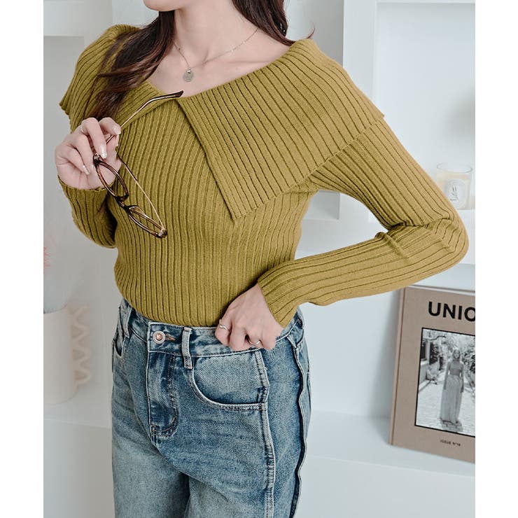 ビッグカラーリブニットトップス トップス ニット | kirakiraShop  | 詳細画像47 