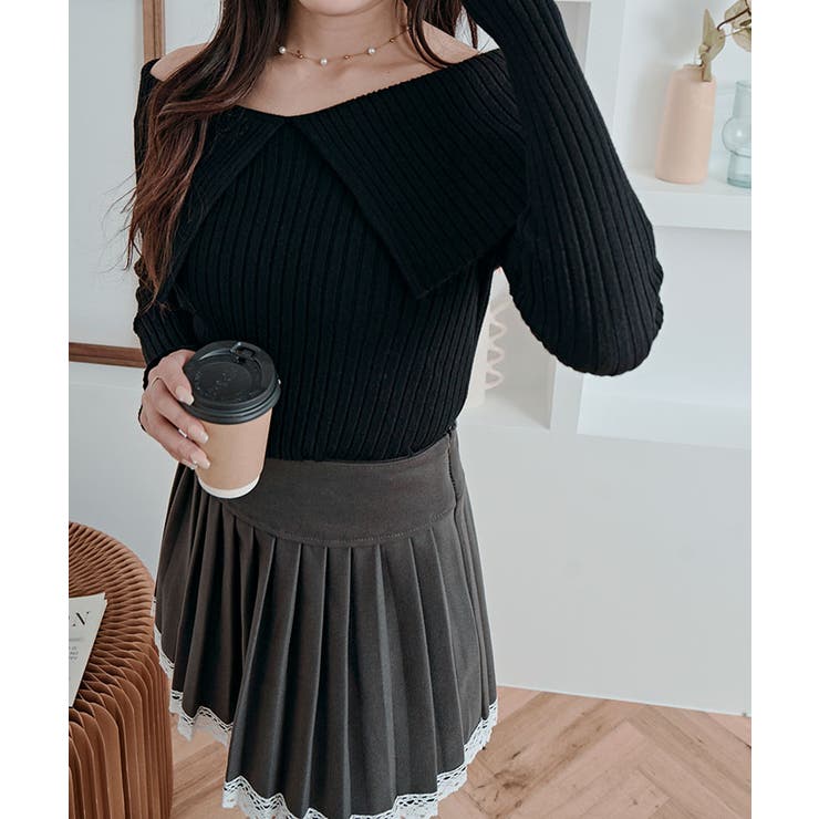 ビッグカラーリブニットトップス トップス ニット | kirakiraShop  | 詳細画像8 