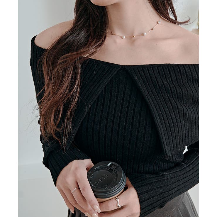 ビッグカラーリブニットトップス トップス ニット | kirakiraShop  | 詳細画像9 