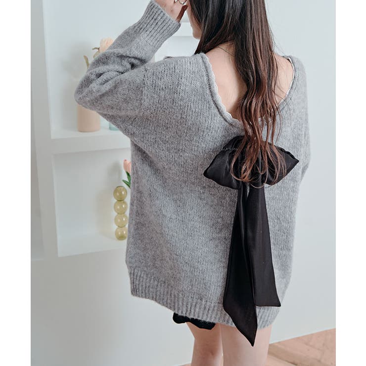 バックリボンVネックニットトップス トップス ニット | kirakiraShop  | 詳細画像23 