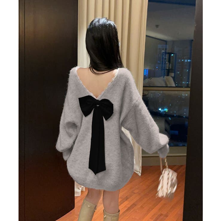 バックリボンVネックニットトップス トップス ニット | kirakiraShop  | 詳細画像29 