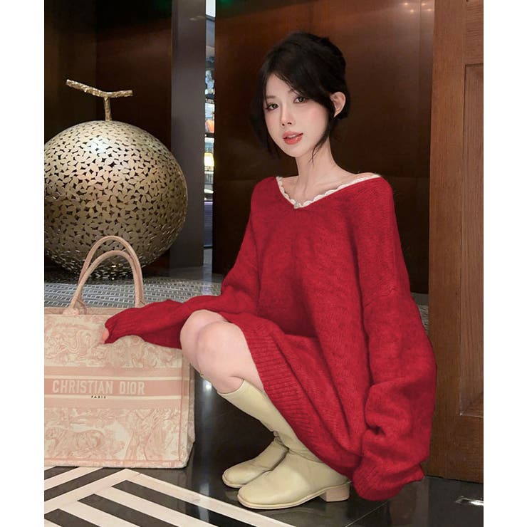 バックリボンVネックニットトップス トップス ニット | kirakiraShop  | 詳細画像36 