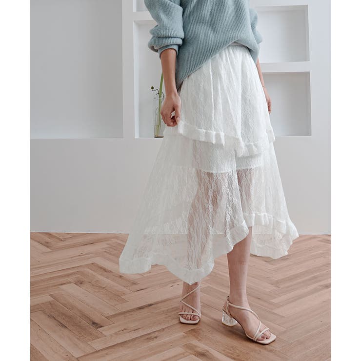 レースティアードアシンメトリースカート スカート レーススカート | kirakiraShop  | 詳細画像2 