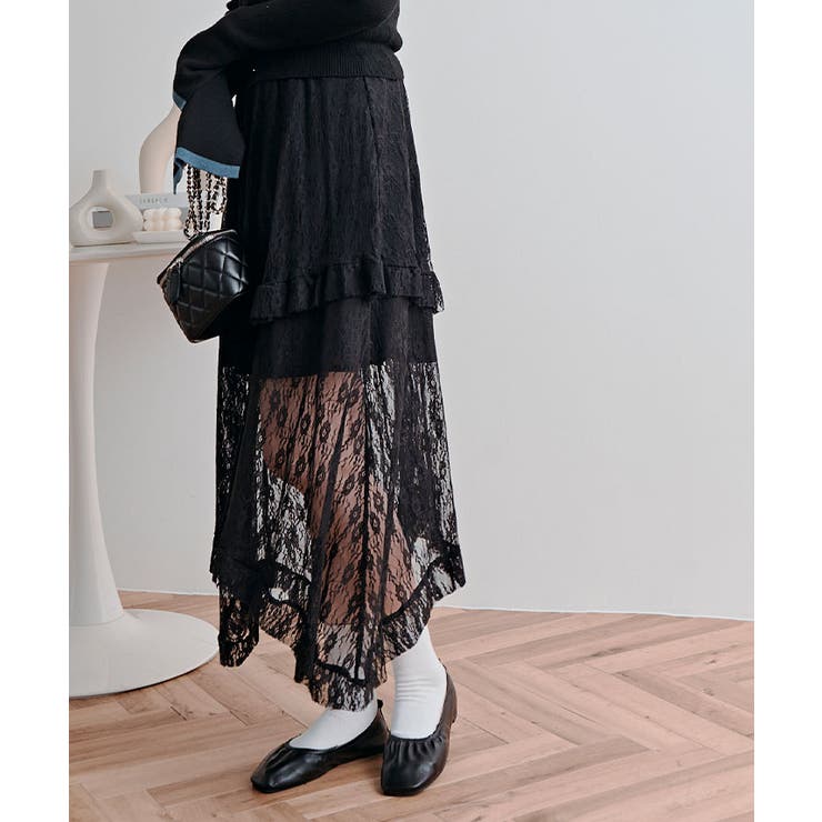 レースティアードアシンメトリースカート スカート レーススカート | kirakiraShop  | 詳細画像11 