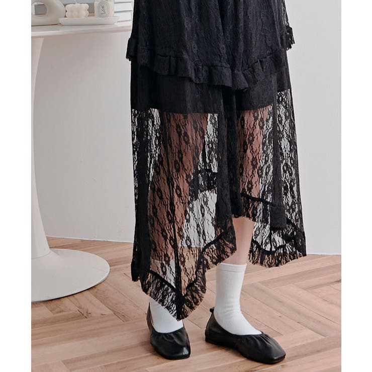レースティアードアシンメトリースカート スカート レーススカート | kirakiraShop  | 詳細画像12 