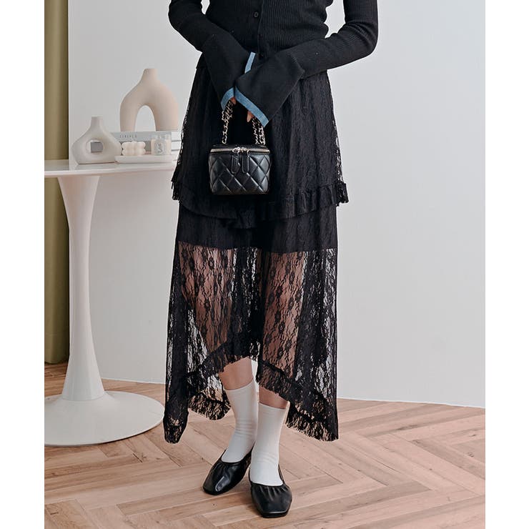 レースティアードアシンメトリースカート スカート レーススカート | kirakiraShop  | 詳細画像13 