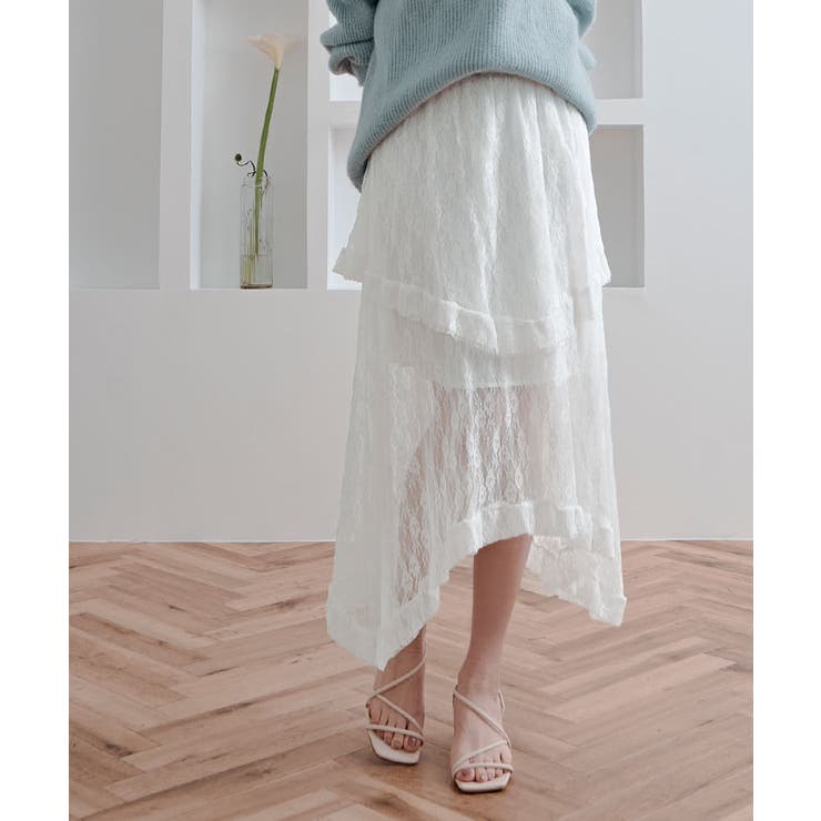 レースティアードアシンメトリースカート スカート レーススカート | kirakiraShop  | 詳細画像5 