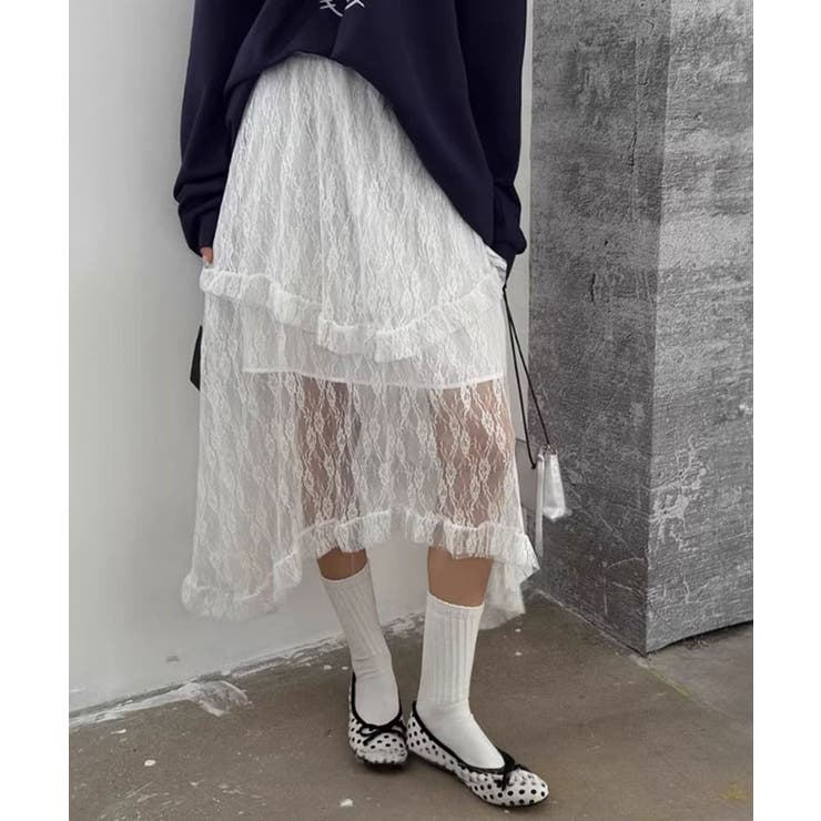 レースティアードアシンメトリースカート スカート レーススカート | kirakiraShop  | 詳細画像7 