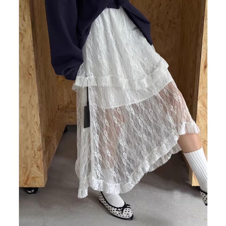 レースティアードアシンメトリースカート スカート レーススカート | kirakiraShop  | 詳細画像8 