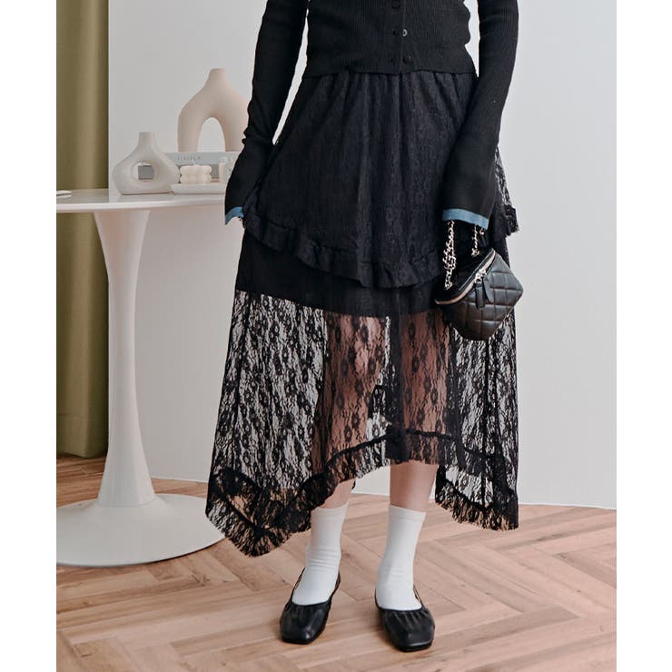 レースティアードアシンメトリースカート スカート レーススカート | kirakiraShop  | 詳細画像10 