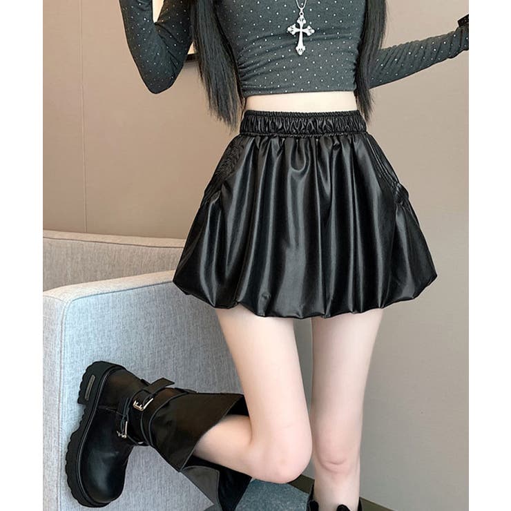 フェイクレザーバルーンミニスカート スカート ミニスカート | kirakiraShop  | 詳細画像12 