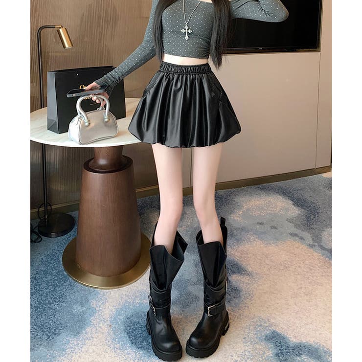 フェイクレザーバルーンミニスカート スカート ミニスカート | kirakiraShop  | 詳細画像3 