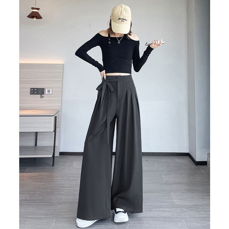 ウエストリボンタックワイドパンツ パンツ ロングパンツ | kirakiraShop  | 詳細画像12 