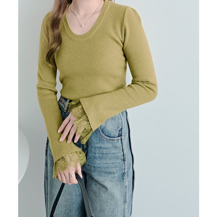 レースフレアスリーブリブニットトップス トップス ニット | kirakiraShop  | 詳細画像38 