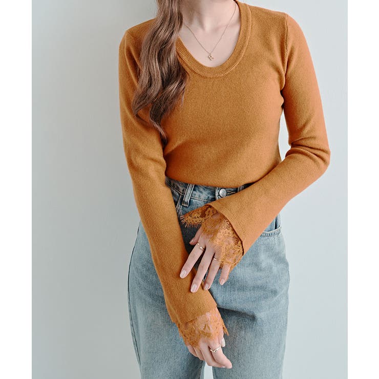 レースフレアスリーブリブニットトップス トップス ニット | kirakiraShop  | 詳細画像43 