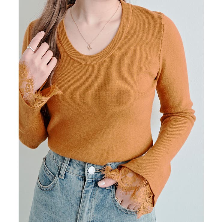 レースフレアスリーブリブニットトップス トップス ニット | kirakiraShop  | 詳細画像47 