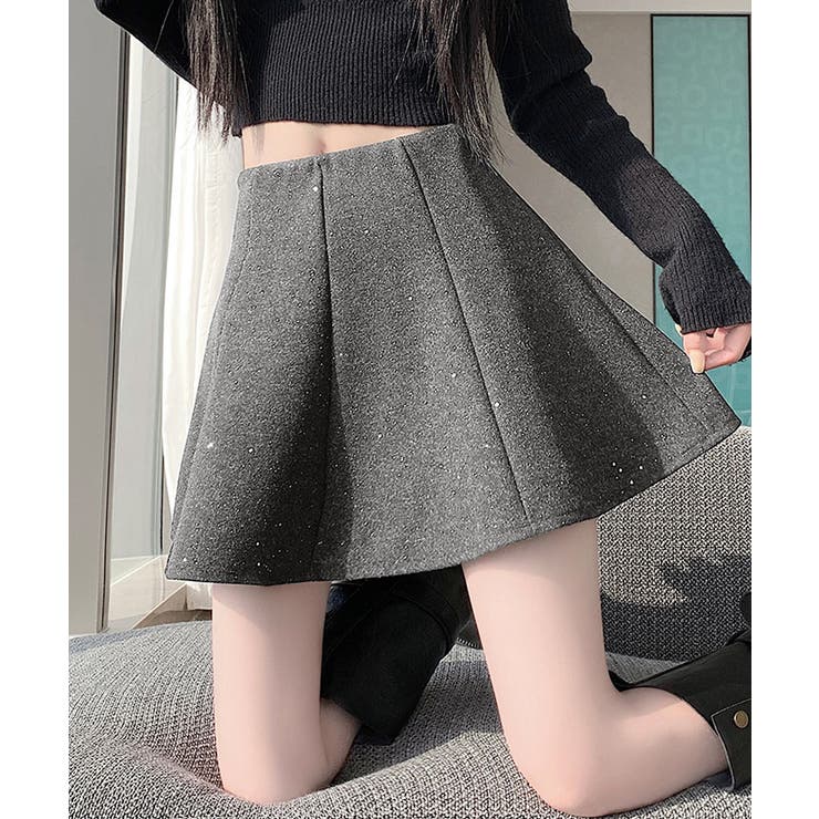 ラメ混ウールライクフレアミニスカート ボトムス スカート | kirakiraShop  | 詳細画像11 