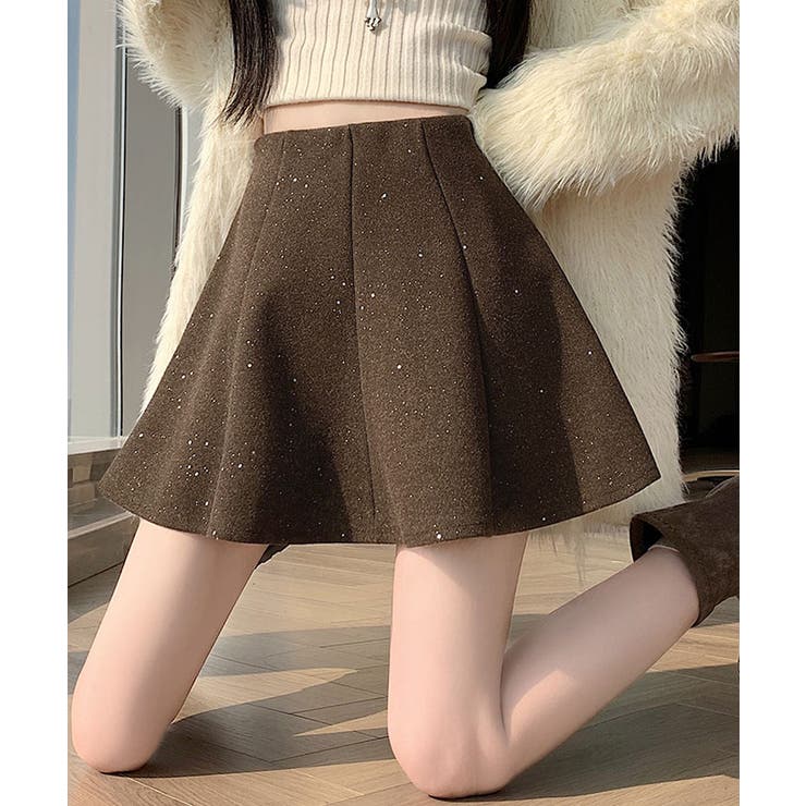 ラメ混ウールライクフレアミニスカート ボトムス スカート | kirakiraShop  | 詳細画像14 