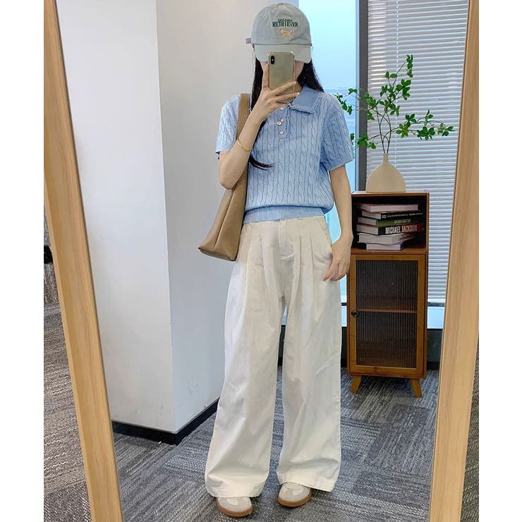 襟レース半袖ケーブルニット ニットトップス ケーブルニット | kirakiraShop  | 詳細画像24 