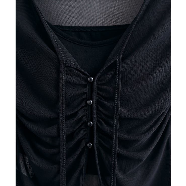 インナーキャミソール付きシアーシャーリングリボントップス トップス シアートップ… | kirakiraShop  | 詳細画像21 