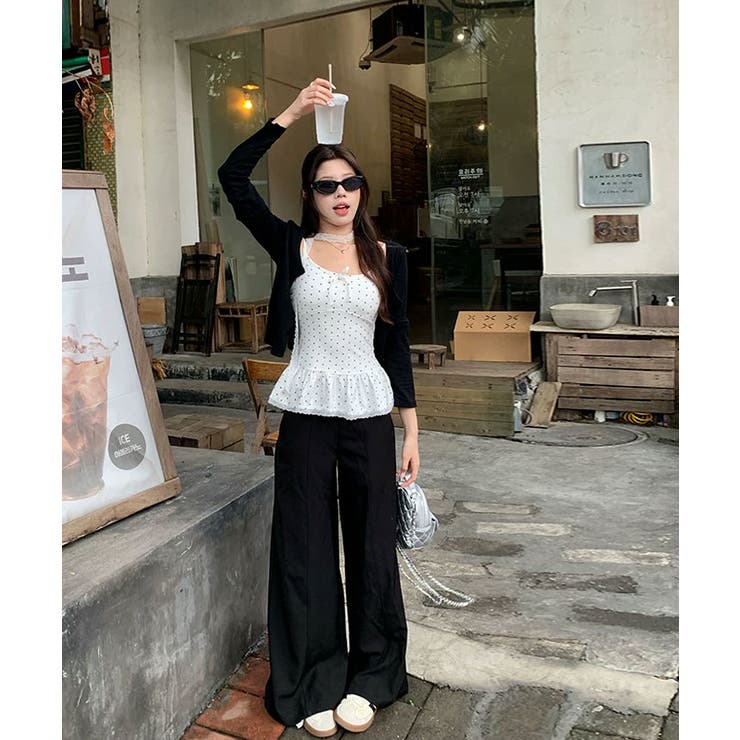 カップ付きペプラムドットキャミソール カップ付きキャミ ブラトップ | kirakiraShop  | 詳細画像7 
